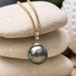 Rava - Peacock Tahitian Pearl Necklace - Gold-plated silver