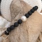 Bracciale di perle d'acqua dolce - Pietre laviche
