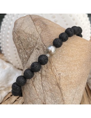 pieres de lave bracelet homme perles de culture de Tahiti prix