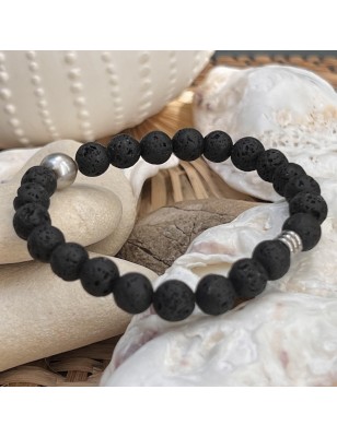 well being lava stone bracelet tahitian cultured pearls price - perla Tahiti