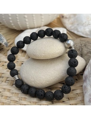 pierres de lave bracelet homme perles de culture de Tahiti prix