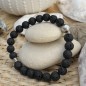 Grey Tahitian Pearl Bracelet - Lava Stones