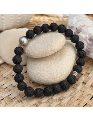 pierres de lave bracelet homme perles de culture de Tahiti prix