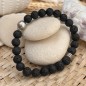 Grey Tahitian Pearl Bracelet - Lava Stones