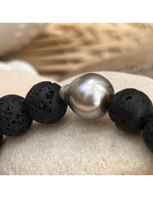 pierres de lave bracelet homme perles de culture de Tahiti prix