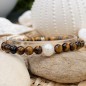 Bracciale da uomo con perle d'acqua dolce - Occhio di tigre