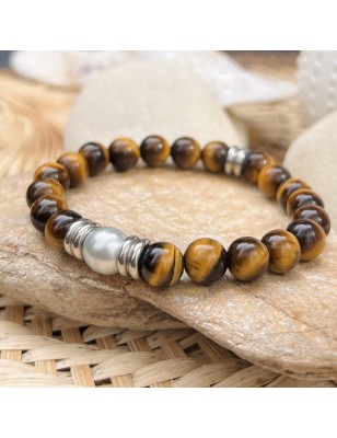 oeil de tigre bracelet perles de culture de Tahiti prix