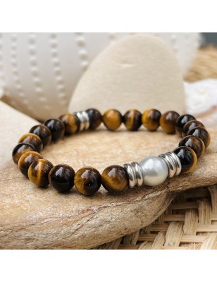oeil de tigre bracelet perles de culture de Tahiti prix