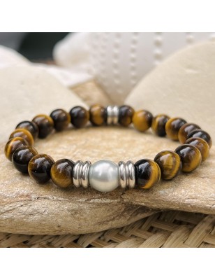 oeil de tigre bracelet perles de culture de Tahiti prix