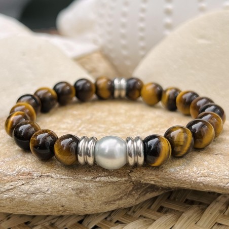 oeil de tigre bracelet perles de culture de Tahiti prix