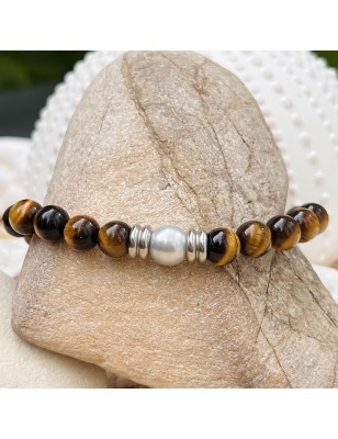 oeil de tigre bracelet perles de culture de Tahiti prix