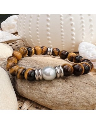 oeil de tigre bracelet perles de culture de Tahiti prix