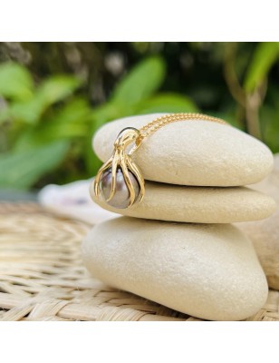 Tahitian cultured pearl 18 k gold octopus pendant price - perla Tahiti