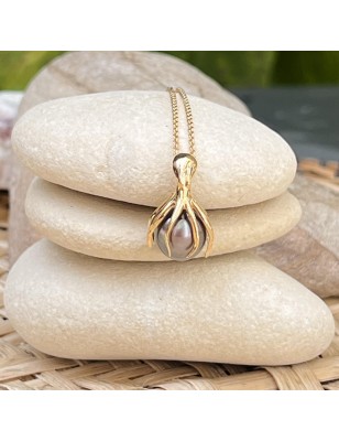Tahitian cultured pearl 18 k gold octopus pendant price - perla Tahiti