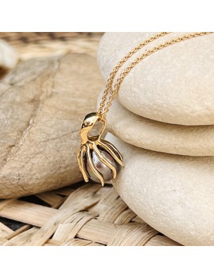 Tahitian cultured pearl 18 k gold octopus pendant price - perla Tahiti