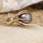 Octopus - Pink Tahitian Pearl 18K Gold Pendant