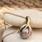 Octopus - Pink Tahitian Pearl 18K Gold Pendant