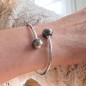 Jonc - Tahitian Pearl Bangle - Rhodium Silver - 11/12mm