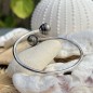 Jonc - Tahitian Pearl Bangle - Rhodium Silver - 11/12mm