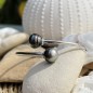タヒチアンパールバングルブレスレット - 11/12mm - ロジウムメッキシルバー
