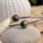 Jonc - Tahitian Pearl Bangle - Rhodium Silver - 11/12mm