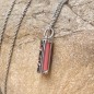 Love Tiki Pendant - Rhodium Silver - Pink Agate