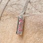 Pendentif Tiki Amour Agate Rose - Argent Rhodié