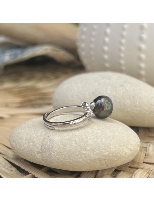 perles de culture de Tahiti bague argent ouverte réglable prix - quel bijou offrir à la saint valentin ?