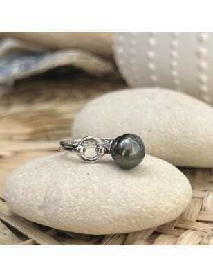 perles de culture de Tahiti bague argent ouverte réglable prix - quel bijou offrir à la saint valentin ?