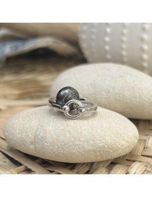 perles de culture de Tahiti bague argent ouverte réglable prix - quel bijou offrir à la saint valentin ?