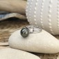 Doha - Bague Argent Rhodié et Perle de Tahiti - 9.55