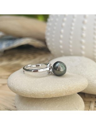 Doha - Tahitian Pearl Ring - Rhodium Silver