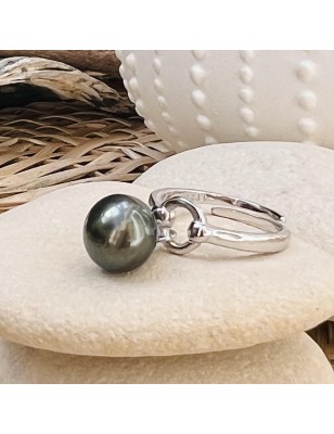 perles de culture de Tahiti bague argent ouverte réglable prix - quel bijou offrir à la saint valentin ?