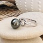 Doha - Bague Argent Rhodié et Perle de Tahiti - 9.55