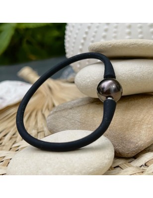 男士手链，大溪地珍珠 - 14.04毫米