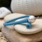 Bracelet Homme Perle d'Eau Douce -  Rubber Bleu