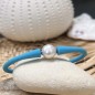 Bracciale da uomo con perle d'acqua dolce - Gomma blu