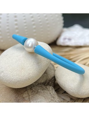 Bracciale da uomo con perle d'acqua dolce - Bracciale blu - 10/11 mm