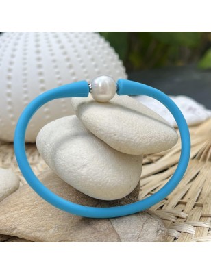 Bracciale da uomo con perle d'acqua dolce - Bracciale blu - 10/11 mm