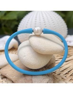 Bracelet Homme Perle d'Eau Douce - Bracelet Bleu - 10/11mm