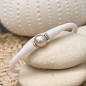 Pulsera infantil con perla de agua dulce rosa - Caucho blanco