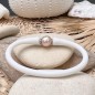 Pulsera infantil con perla de agua dulce rosa - Caucho blanco