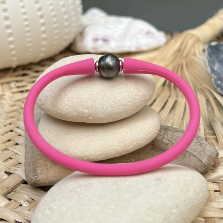 Pulsera de rosa con perla negra de Tahití
