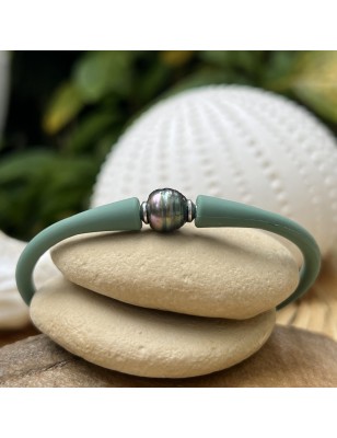 男士大溪地珍珠手链，蓝粉色 - 8.96毫米