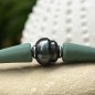 Eggplant Blue Tahitian Pearl Bracelet - Khaki Rubber