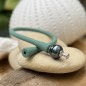 Eggplant Blue Tahitian Pearl Bracelet - Khaki Rubber
