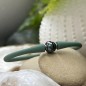 Eggplant Blue Tahitian Pearl Bracelet - Khaki Rubber