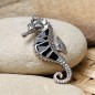 Tūpā - Seahorse Pendant - Black Enamel - Rhodium Silver