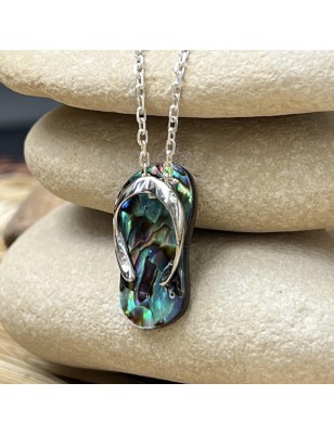Flip-Flops Pendant - Abalone - Rhodium Sterling Silver