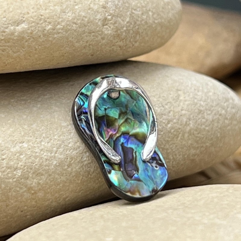 Flip-Flops Pendant - Abalone - Rhodium Sterling Silver